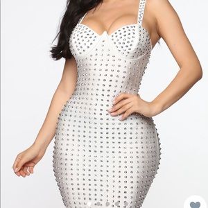 White Studded Mini Dress